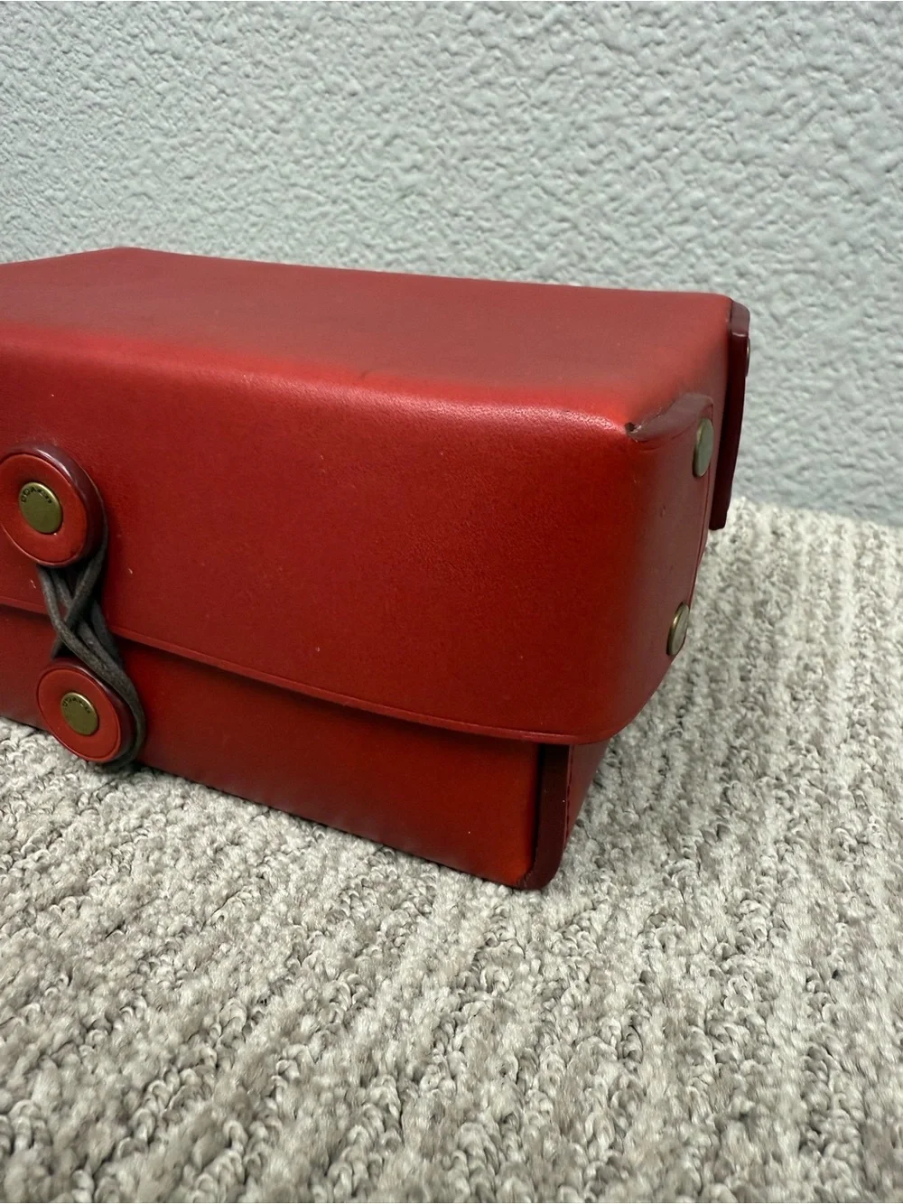 RARE Vintage Coach Bleeker Chilli Red Leather Decorative Box